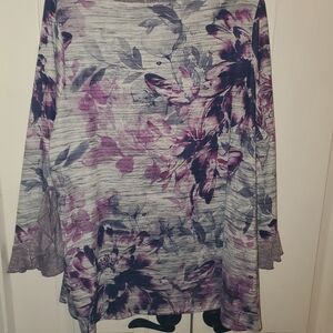 Floral Print Women's Top - Purple and Gray
